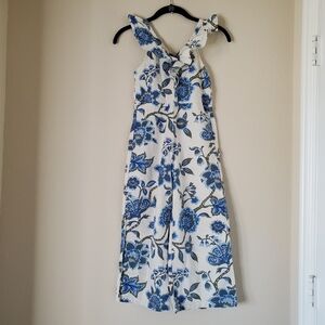 Zara Kids Girls Jumpsuit Romper Floral Blue White Size 9